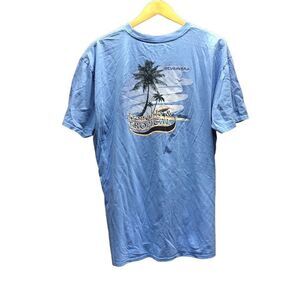Cubavera Size 2XL (XXL) Light Blue Tropical Print T-Shirt